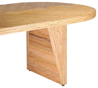 Caren Natural Rattan and Glass Oval Dining Table