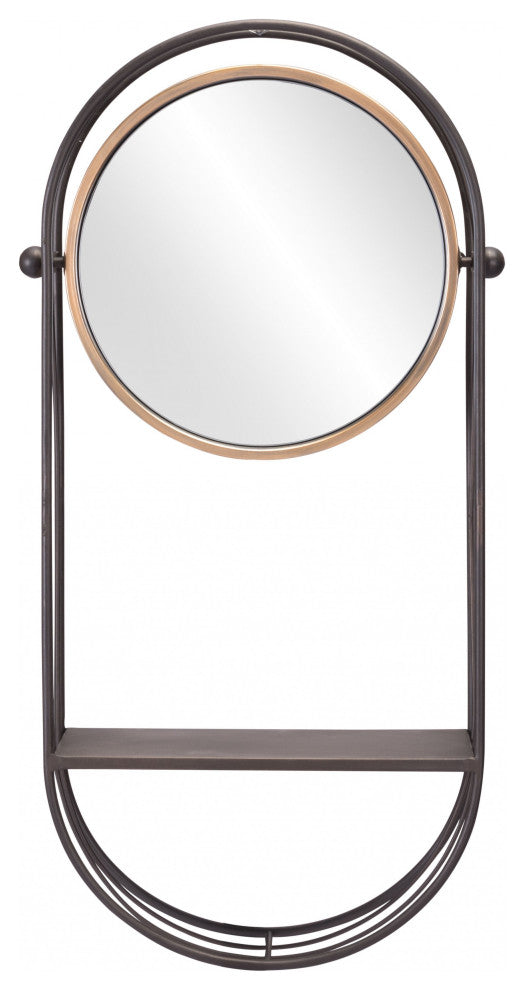 Industrial Gray Mirror Shelf