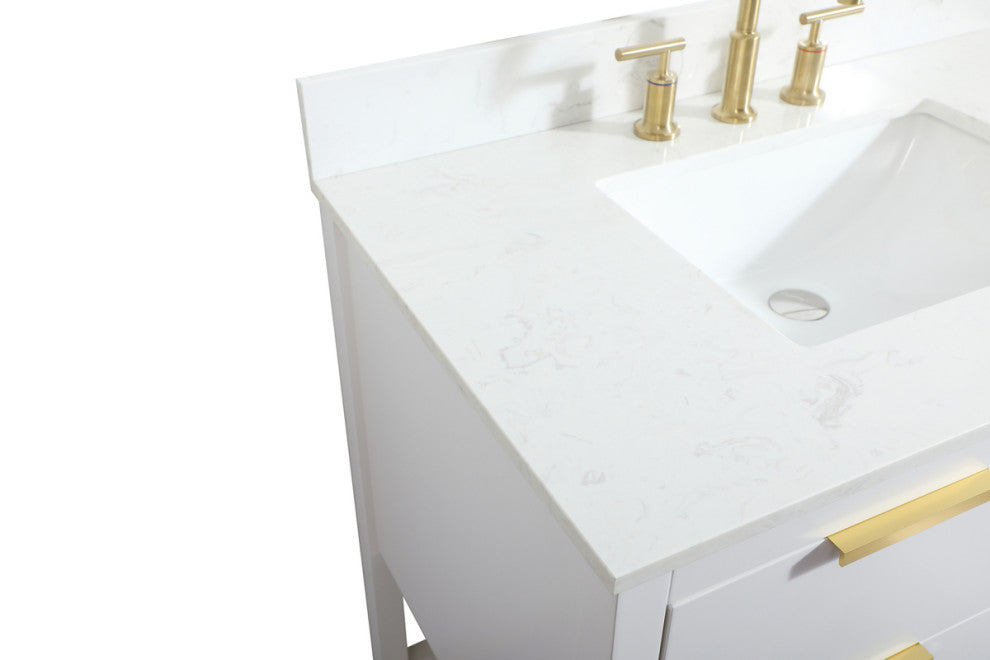 36" Single Bathroom Vanity, White, With Backsplash