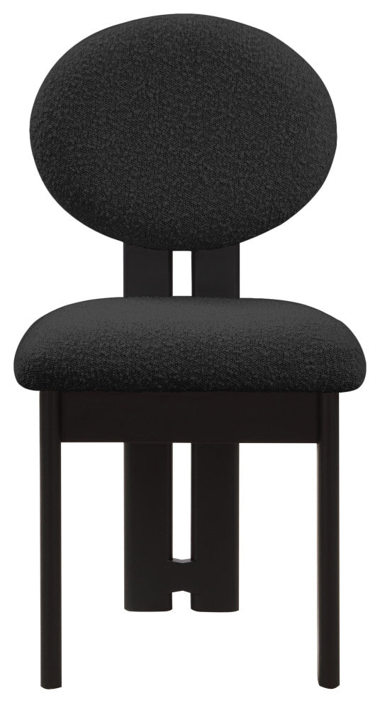 Napa Boucle Fabric Dining Chair, Set of 2, Black, Black Finish