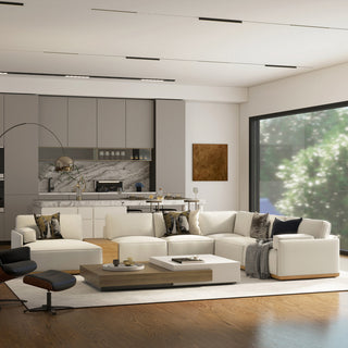 Destin 164" Modular Deep Seat Sectional Sofa, Lunar Gray-White Chenille, Left-Arm Facing