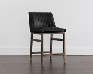 Halden Armless Counter Stool With Rustic Bronze Legs, Vintage Black