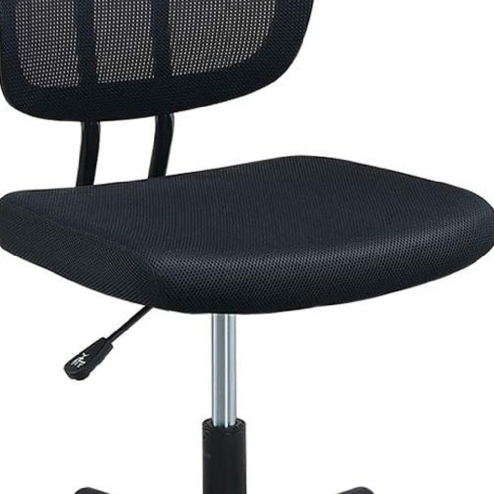 Benzara BM266474 Office Chair With Curved Mesh Back and Adjustable Height, Black
