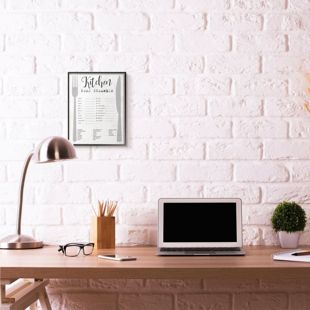 Stupell Industries Kitchen Word Scramble Fun Family Word Design, 11"x14", Black