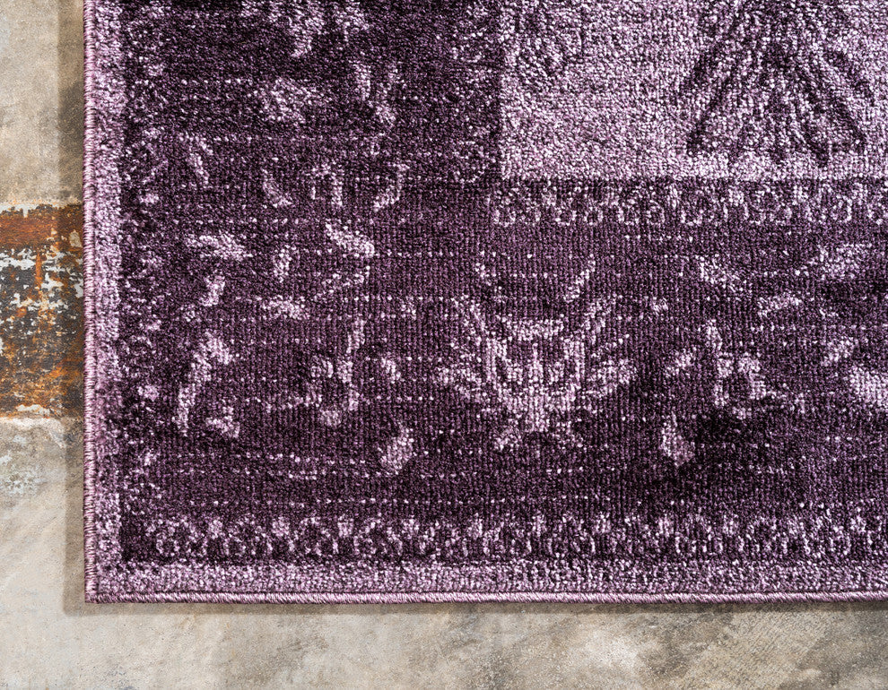 Unique Loom Purple La Jolla Floral 6' 0 x 9' 0 Area Rug
