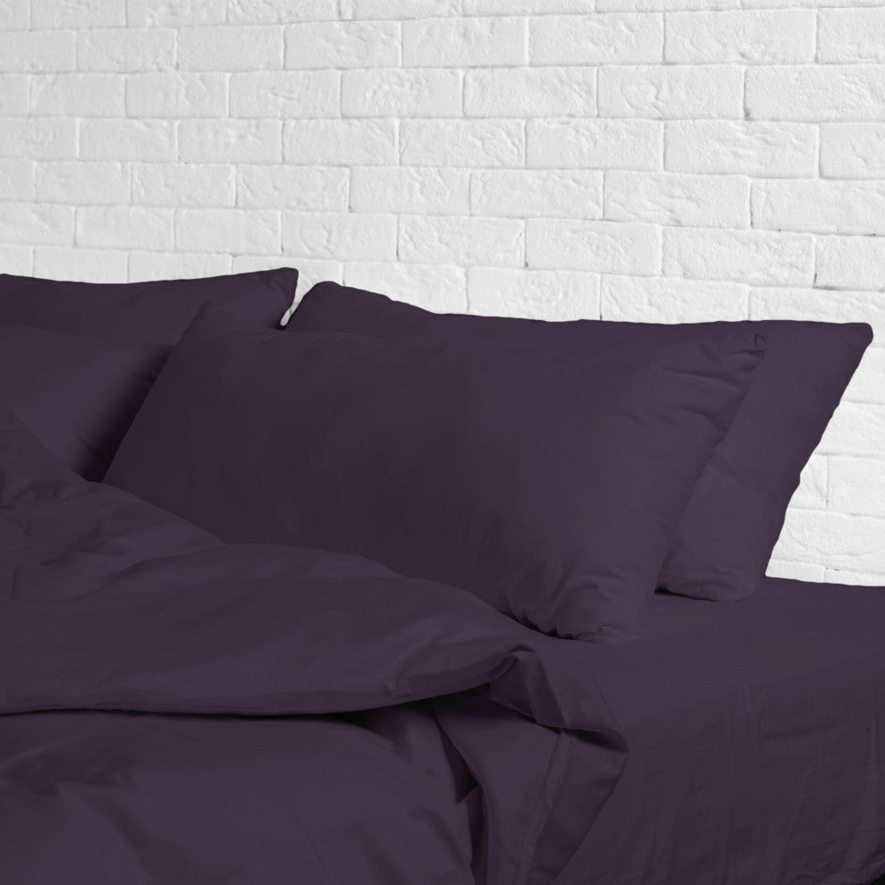 Egyptian Cotton Feel Cool Softest, 4-Piece Sheet Set Deep Pockets, Eggplant, Twi