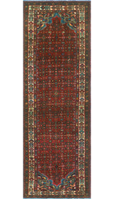 Fine Vintage Distressed Zahara Red/Ivory Runner, 3'5 x 10'3