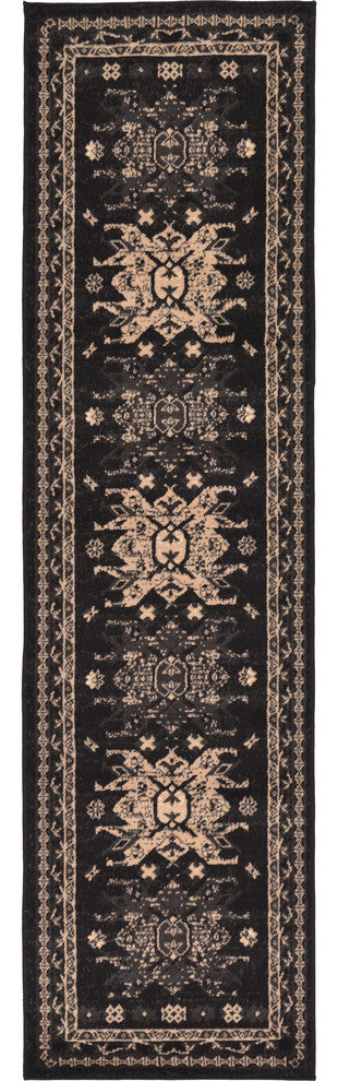 Unique Loom Black Oasis Taftan 2' 2 x 8' 2 Runner Rug