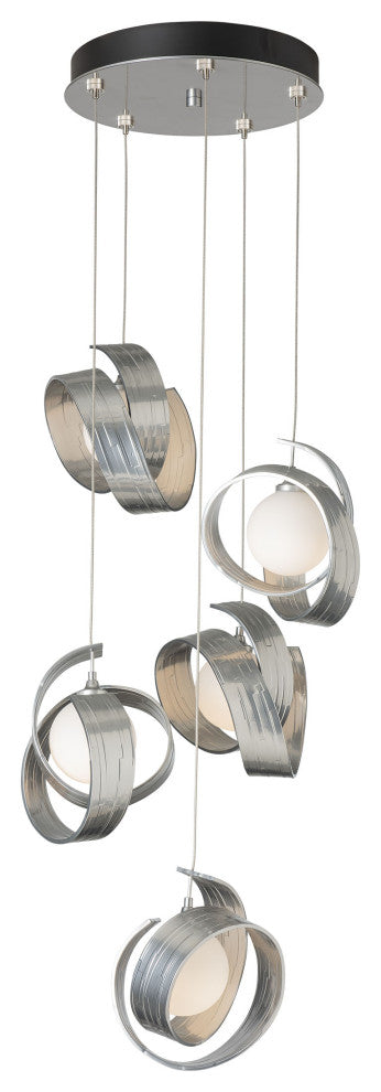 Riza 5-Light Pendant Sterling Opal Glass Standard