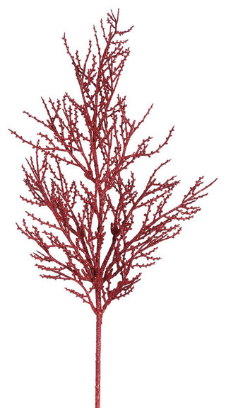 Vickerman 28" White Glitter Wild Huck Spray, Set of 6, Red