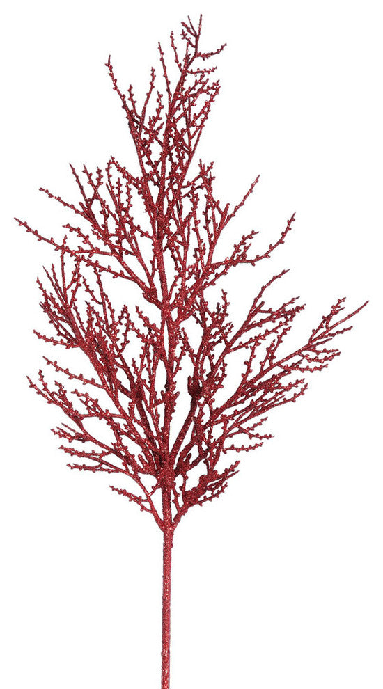 Vickerman 28" White Glitter Wild Huck Spray, Set of 6, Red