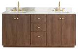 Oza Bath Vanity with Quartz Stone Top, Aged Dark Brown Oak, 72", Double Vanity, No Mirror