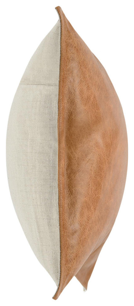 Kosas Home Cheyenne 100% Leather 16x36" Throw Pillow, Chestnut