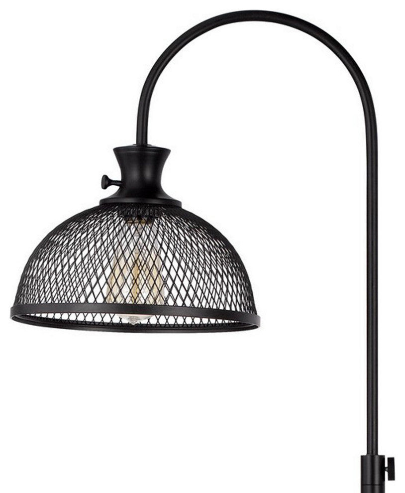 61 Inch Modern Floor Lamp, Hanging Mesh Shade, Metal Base, Black