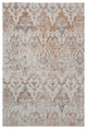 8' X 10' Beige Damask Stain Resistant Indoor Outdoor Area Rug