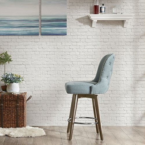 Madison Park Armless Swivel Counter Stool Square Height Bar Stool, Blue