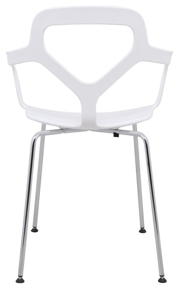 LeisureMod Modern Carney Armchair With Chrome Leg, Single Chair, White