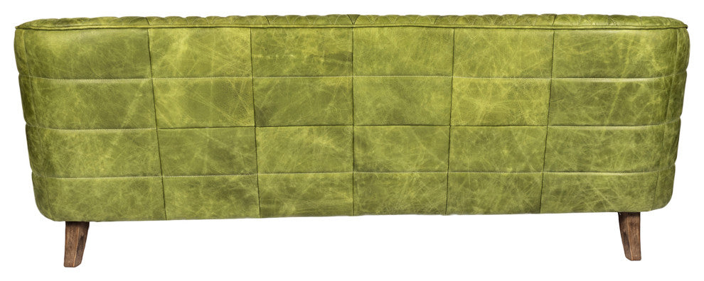 First of A Kind Magdelan Tufted Leather Sofa Jungle Grove Green Leather