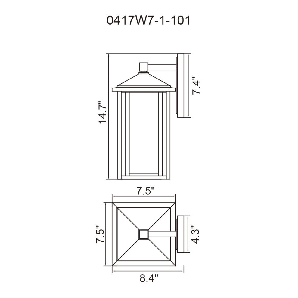 Crawford 1 Light Black Outdoor Wall Light