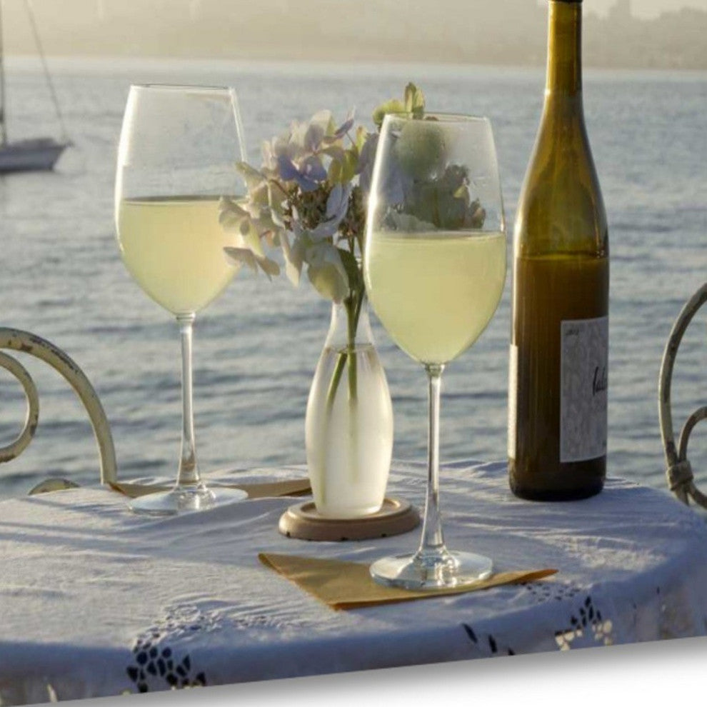 Glasses of White Wine For Two City 4 Giclee Wrap Canvas Wall Art