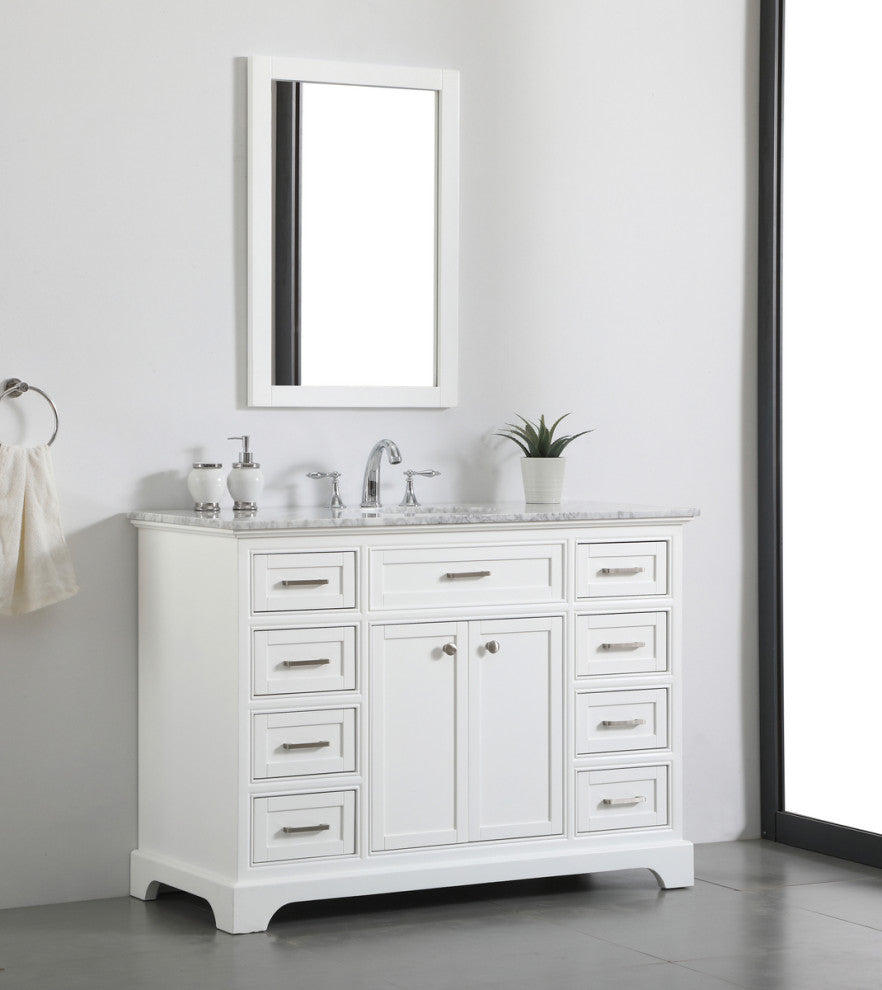 Amber Single Bathroom Vanity, Blue, White, 48"