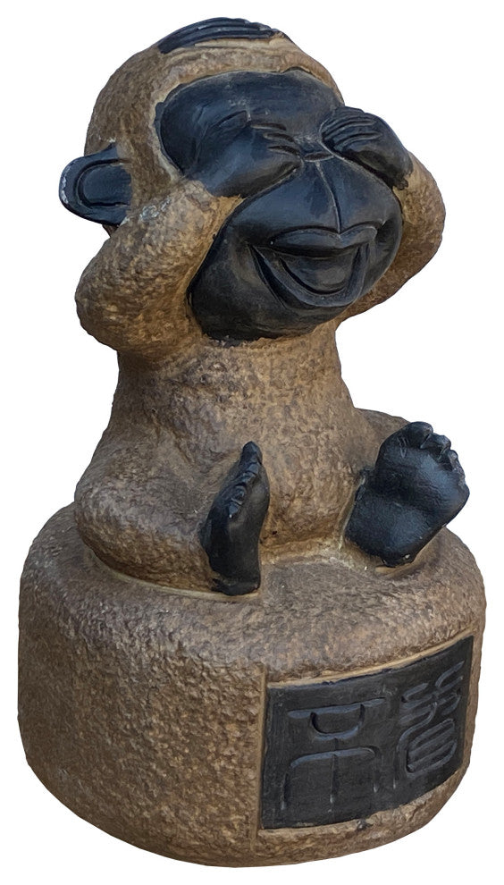 Black Gray Brown Two Colors Stone Monkey Ape See No Evil Figure Hcs7115