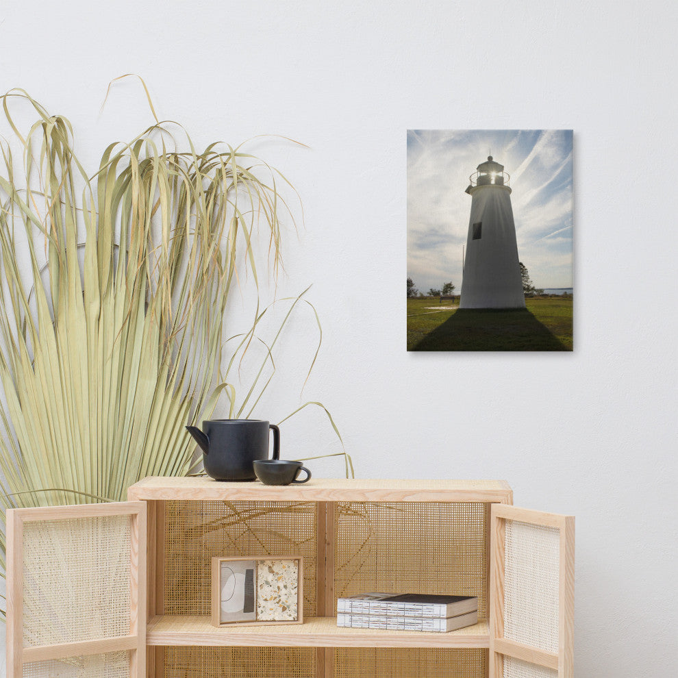 Turkey Point Lighthouse with Sun Flare Coastal Canvas Prints, 18" X 24"