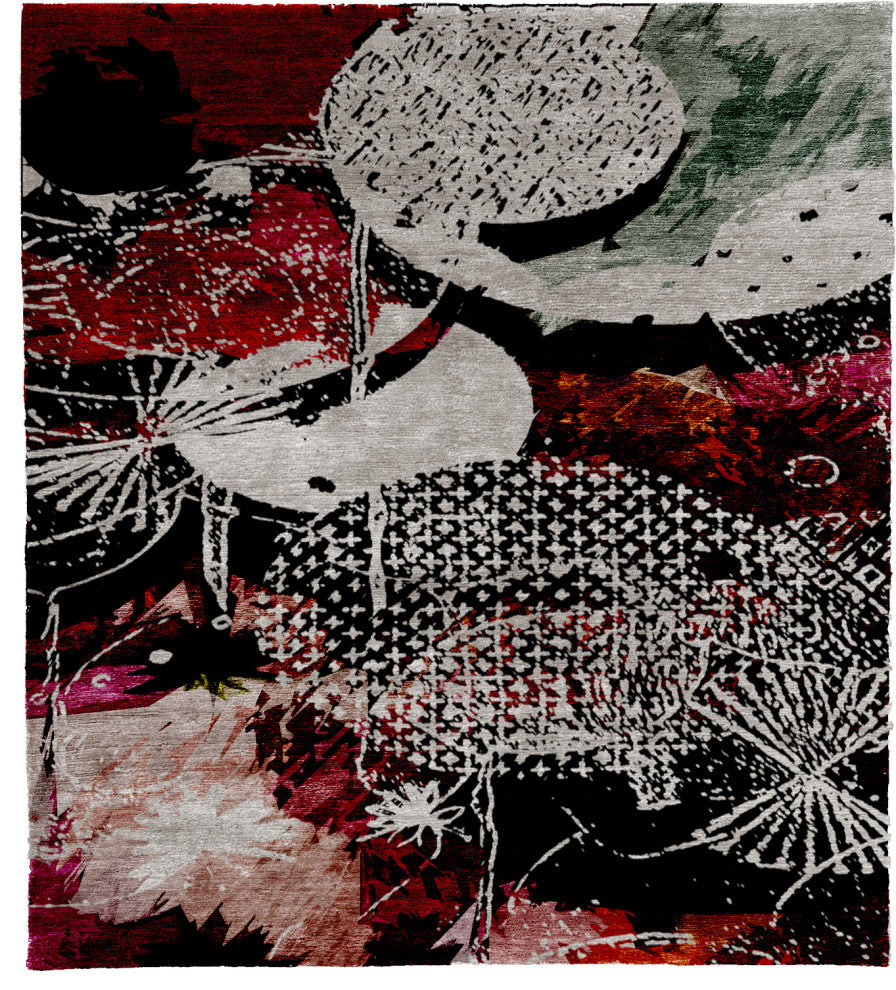 Kneeling E Wool Hand Knotted Tibetan Rug, 8' Square