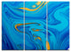 "Light Blue Abstract Acrylic Paint Mix" Wall Art, 3 Panels, 36"x28"