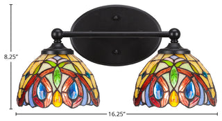 Capri 2-Light Bath Bar, Matte Black/Lynx Art