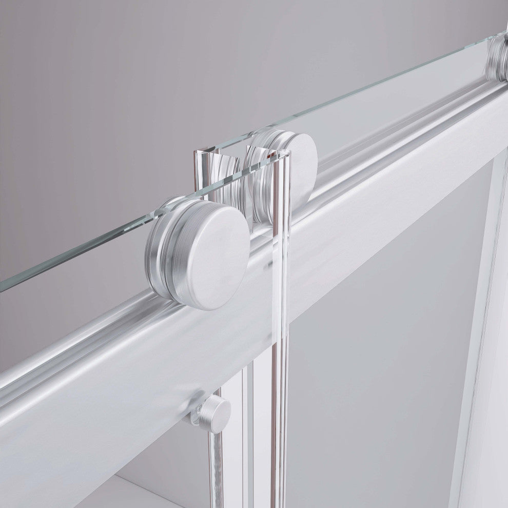 60"/72" W x 79" H Double Sliding Frameless Shower Door, Brushed Nickel;, 60" X 79";