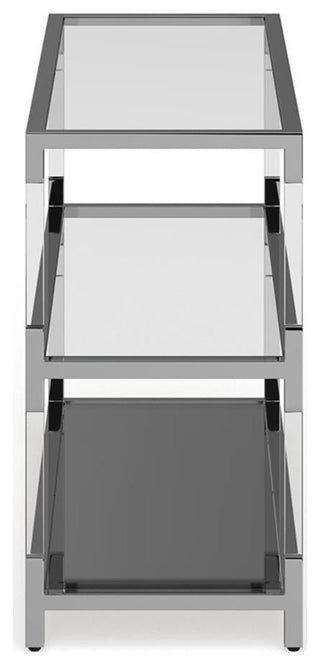Furniture of America Jask Contemporary Glass 2-Shelf Sofa Table in Chrome