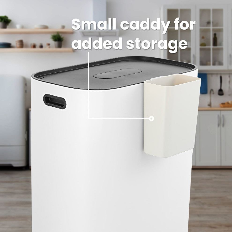 Kitchen 16-Gallon Double-Bucket Step Trash Can With Odor Filter and Lid Support