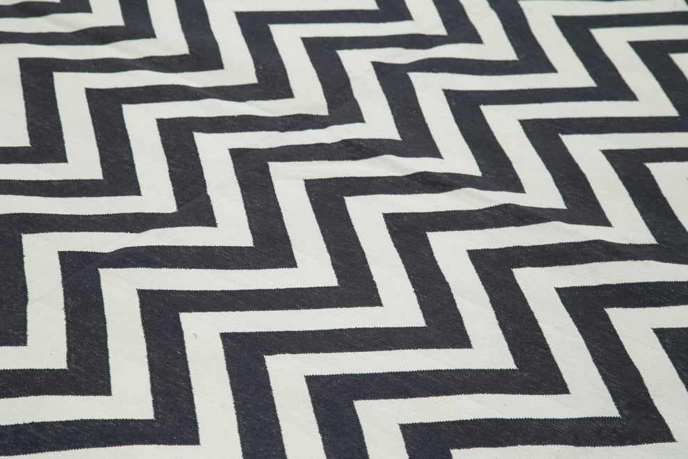 Rug N Carpet - Handmade Wool 9' 5'' x 12' 0'' Geometric Dhurrie Kilim Rug