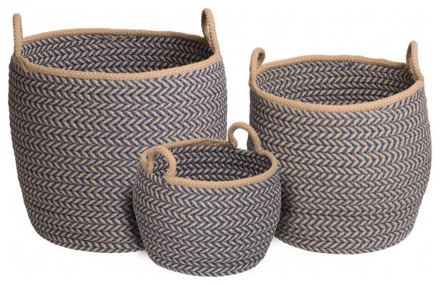 Colonial Mills Basket Preve Basket Taupe and Blue Round