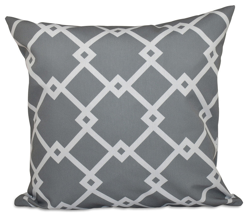 Trellis Decorative Pillow, Grey, 18"x18"