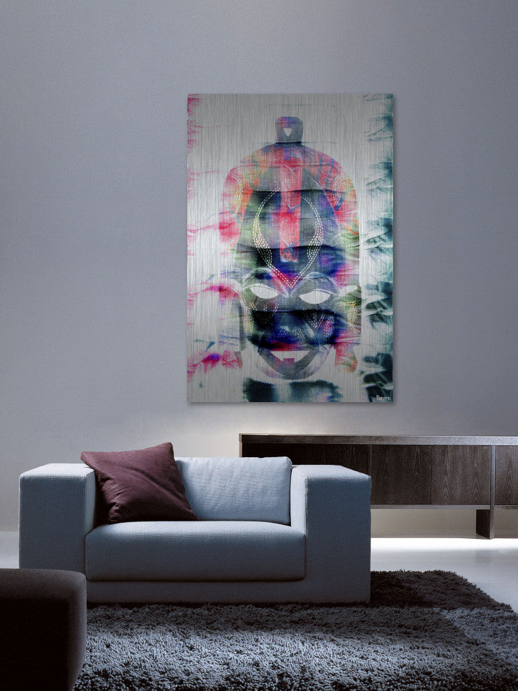 "Black Tribal Mask" Print on Brushed Aluminum, 30"x45"