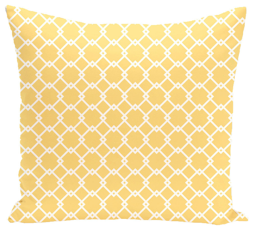 Link Lock Geometric Print Outdoor Pillow, Lemon, 20"x20"