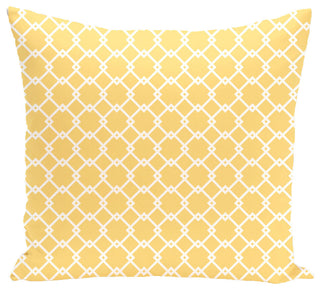 Link Lock Geometric Print Outdoor Pillow, Lemon, 20"x20"