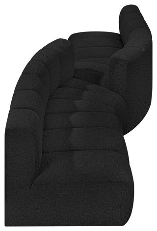 Arc Boucle Fabric Upholstered 4-Pc. Facing Modular Sectional, Black