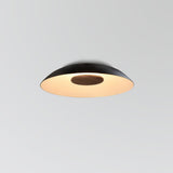 Volo LED Flush Mount, Deux - Black/White Shade, Brown Leather/Walnut Disc, 4000K