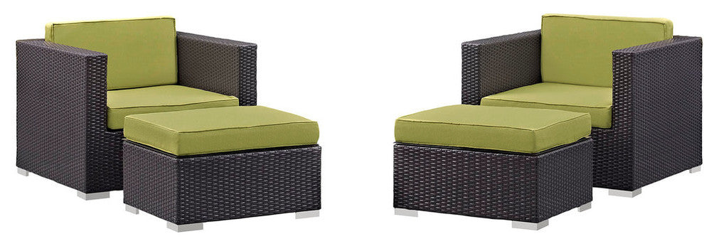 Modway Gather 4-Piece outdoor Patio Sectional Set, Espresso Peridot