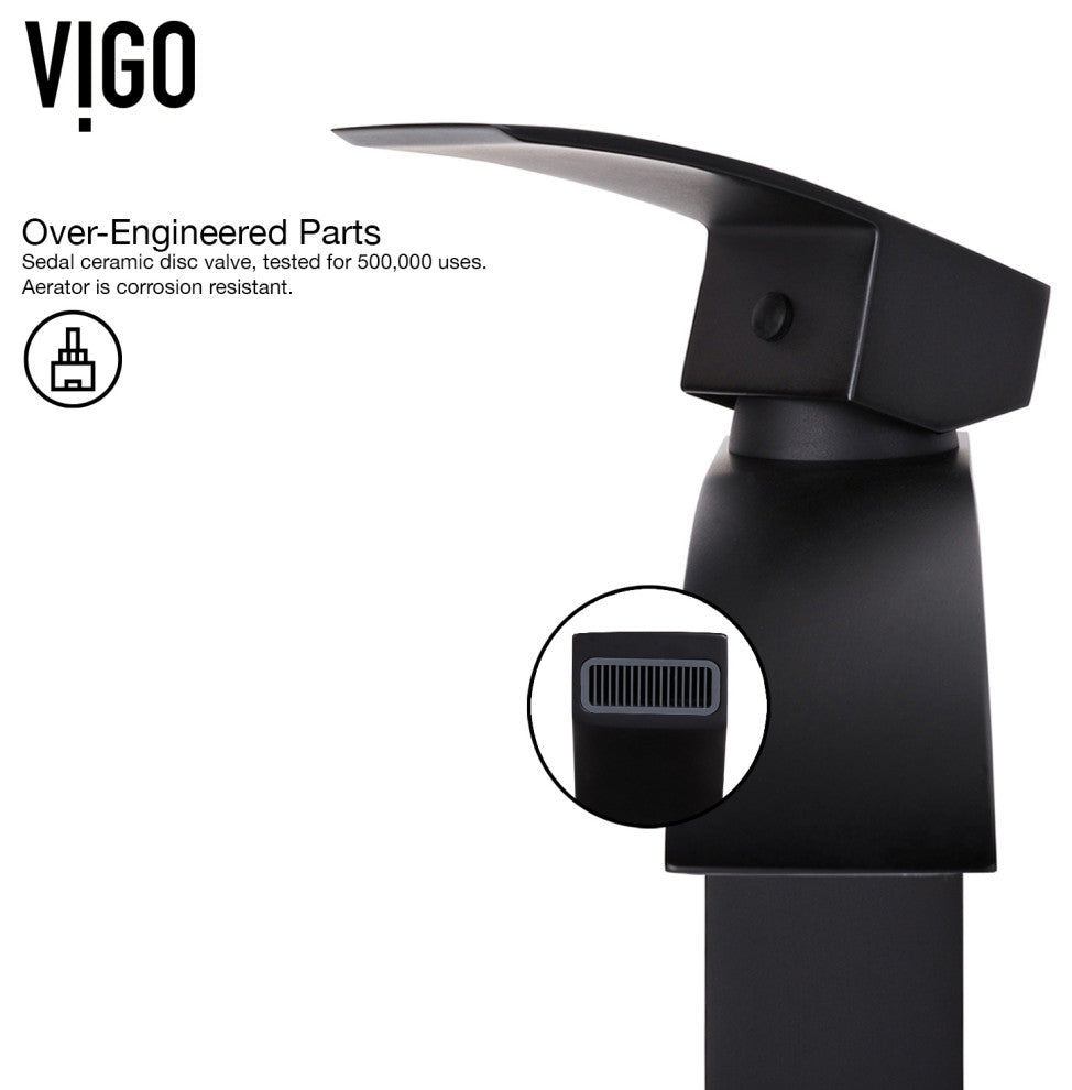 VIGO Turquoise Water Glass Vessel Sink and Duris Faucet Set, Matte Black