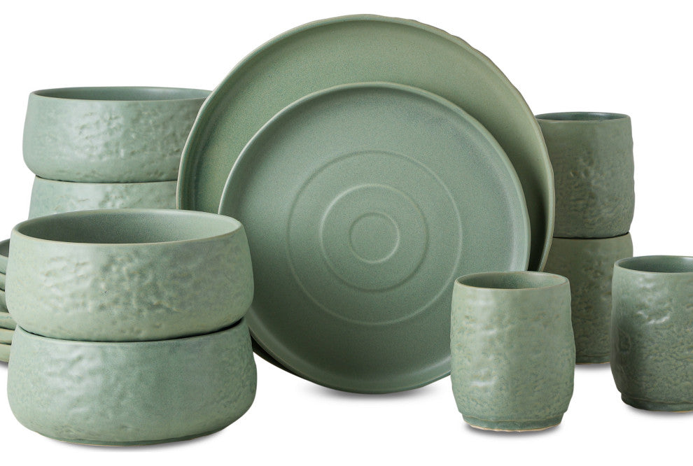 Stone by Mercer Project SHOSAI Stoneware 16 Piece Dinnerware Set, Sage