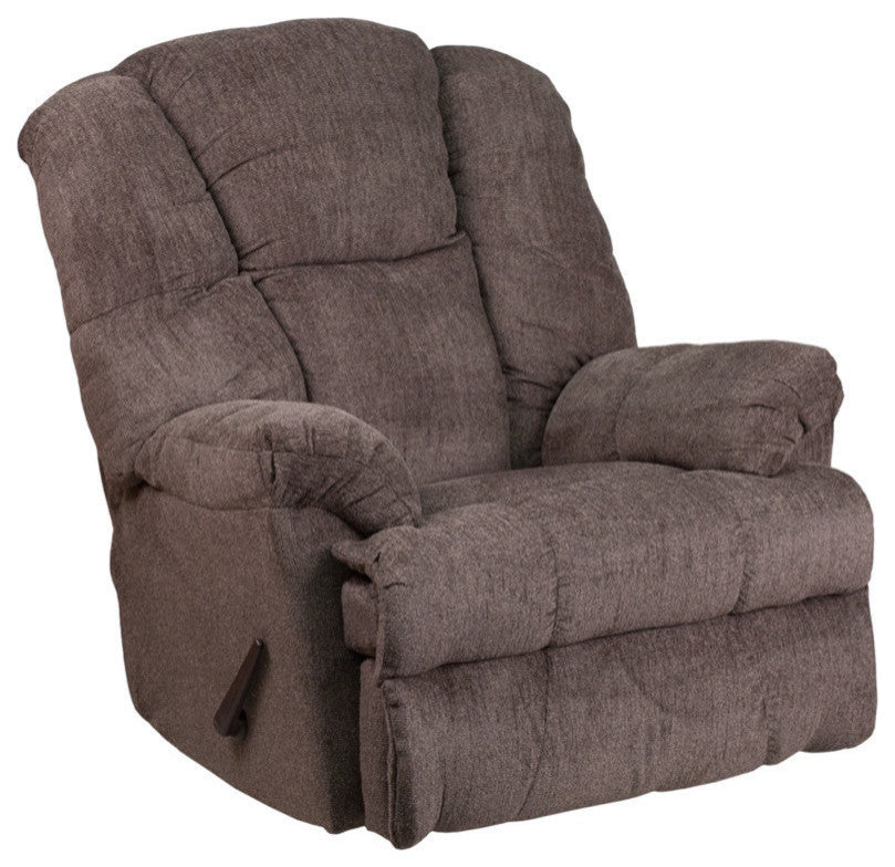 Contemporary Hillel Pewter Chenille Rocker Recliner