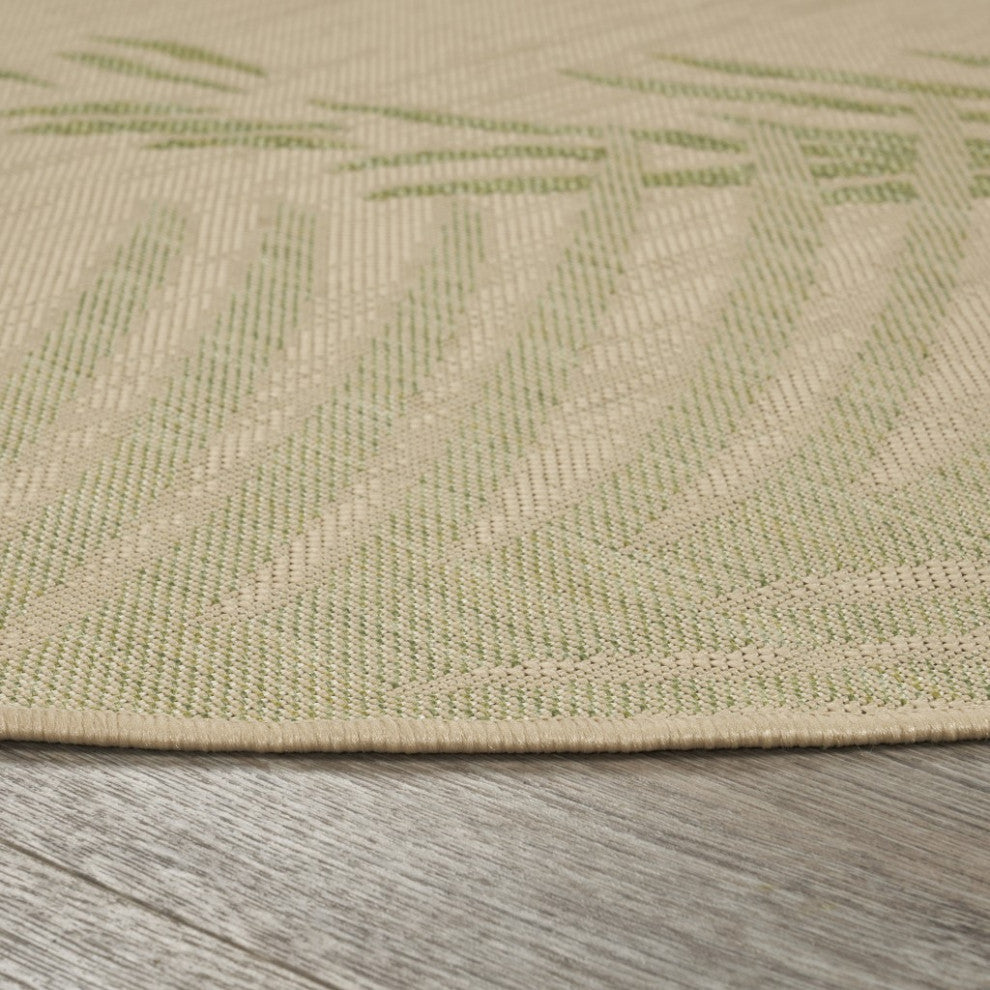8" Round Green Palms Indoor Outdoor Area Rug