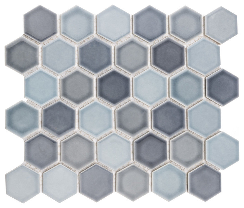 Hudson Due 2" Hex Stillwater Porcelain Floor and Wall Tile