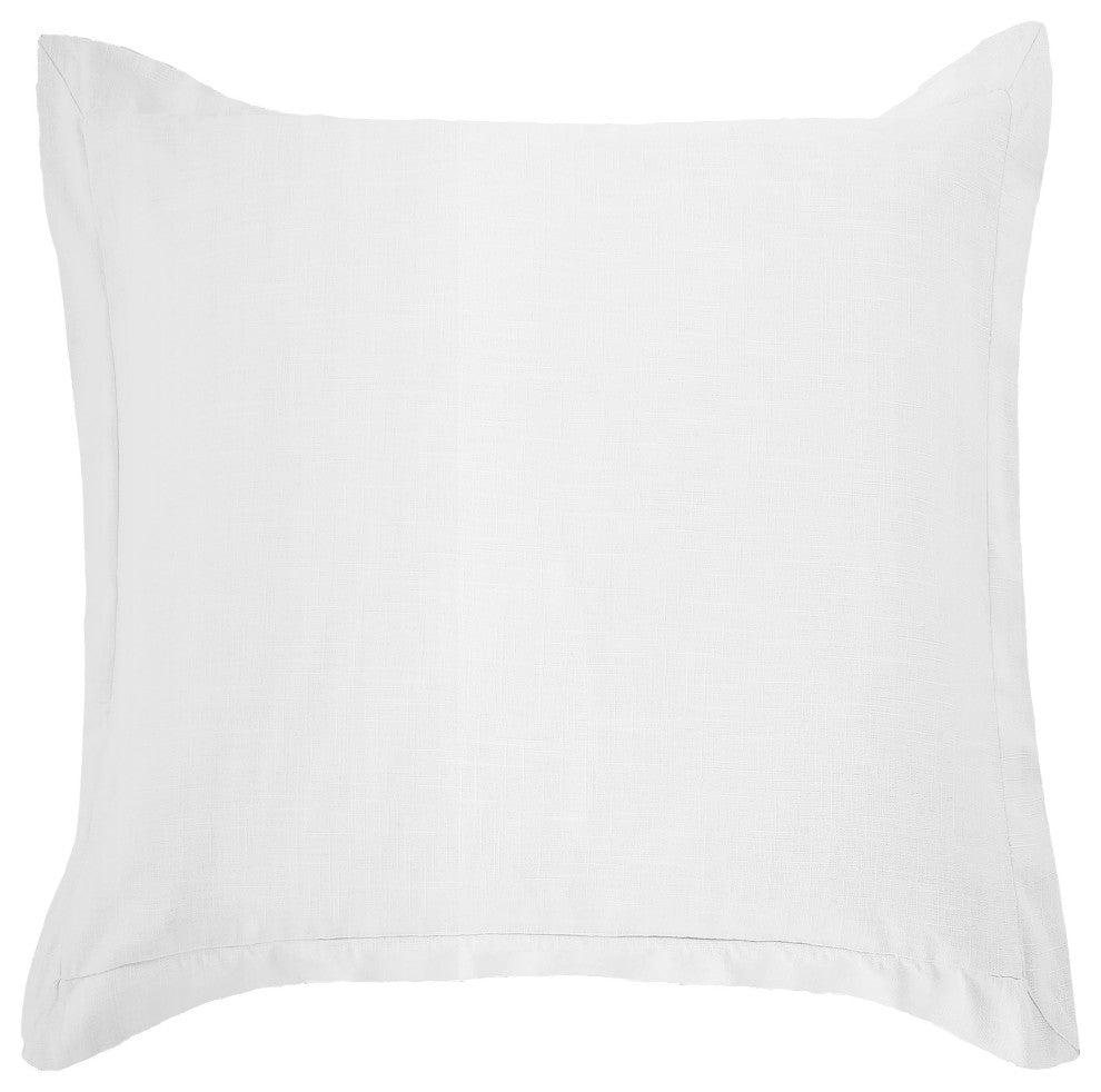 Luna Washed Linen Tailored Euro Sham, 27"x27", White, 1 Piece