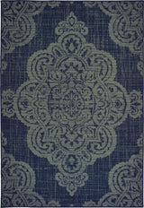 Oriental Weavers Marina Navy/ Grey Oriental Indoor/Outdoor Rug 5'3"X7'6"