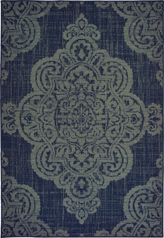 Oriental Weavers Marina Navy/ Grey Oriental Indoor/Outdoor Rug 5'3"X7'6"